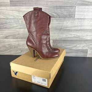American Eagle Outfitters Western Boots Women Size US 9.5 Brown Leather Mid Calf